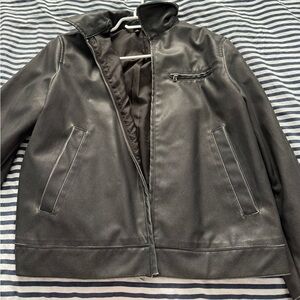 H&M Black Women's Leather Zip Jacket